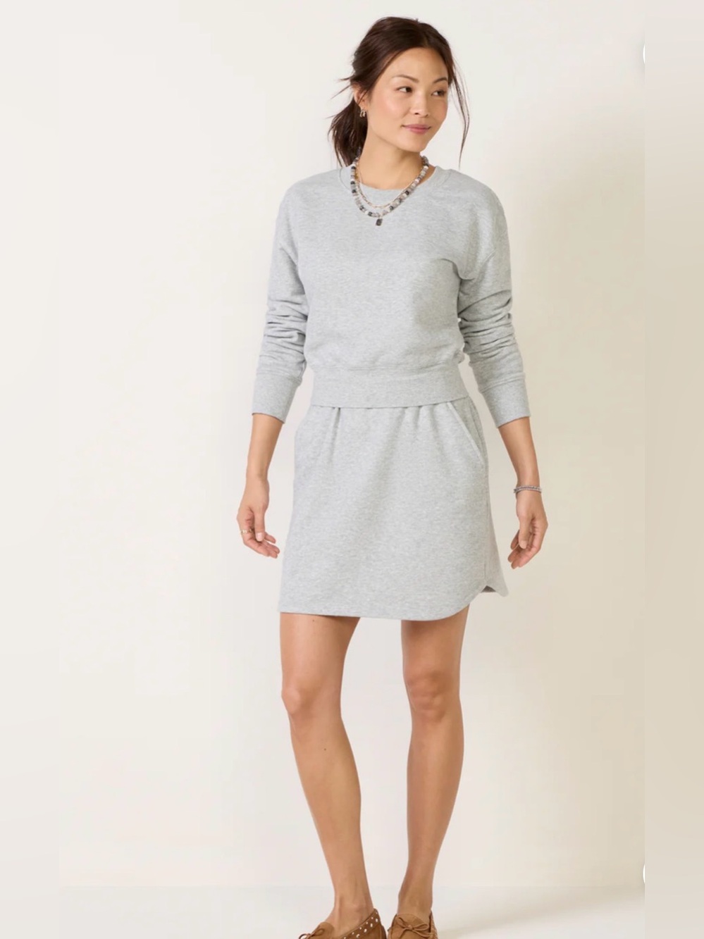 Evereve Light Gray Pullover Sweatshirt Mini Dress